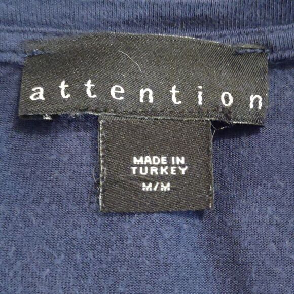 Attention Women's size M  Top Navy Pink Rose Spanish‎ English Long Sleeve - Picture 5 of 7